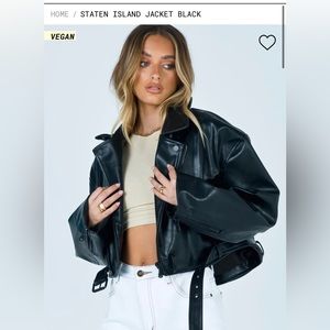 Lioness Black Staten Island Leather Jacket Size Large